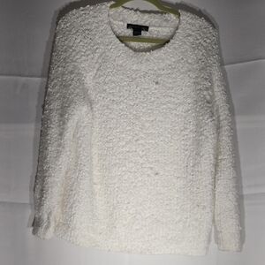 Joan Vass White Textured Sweater